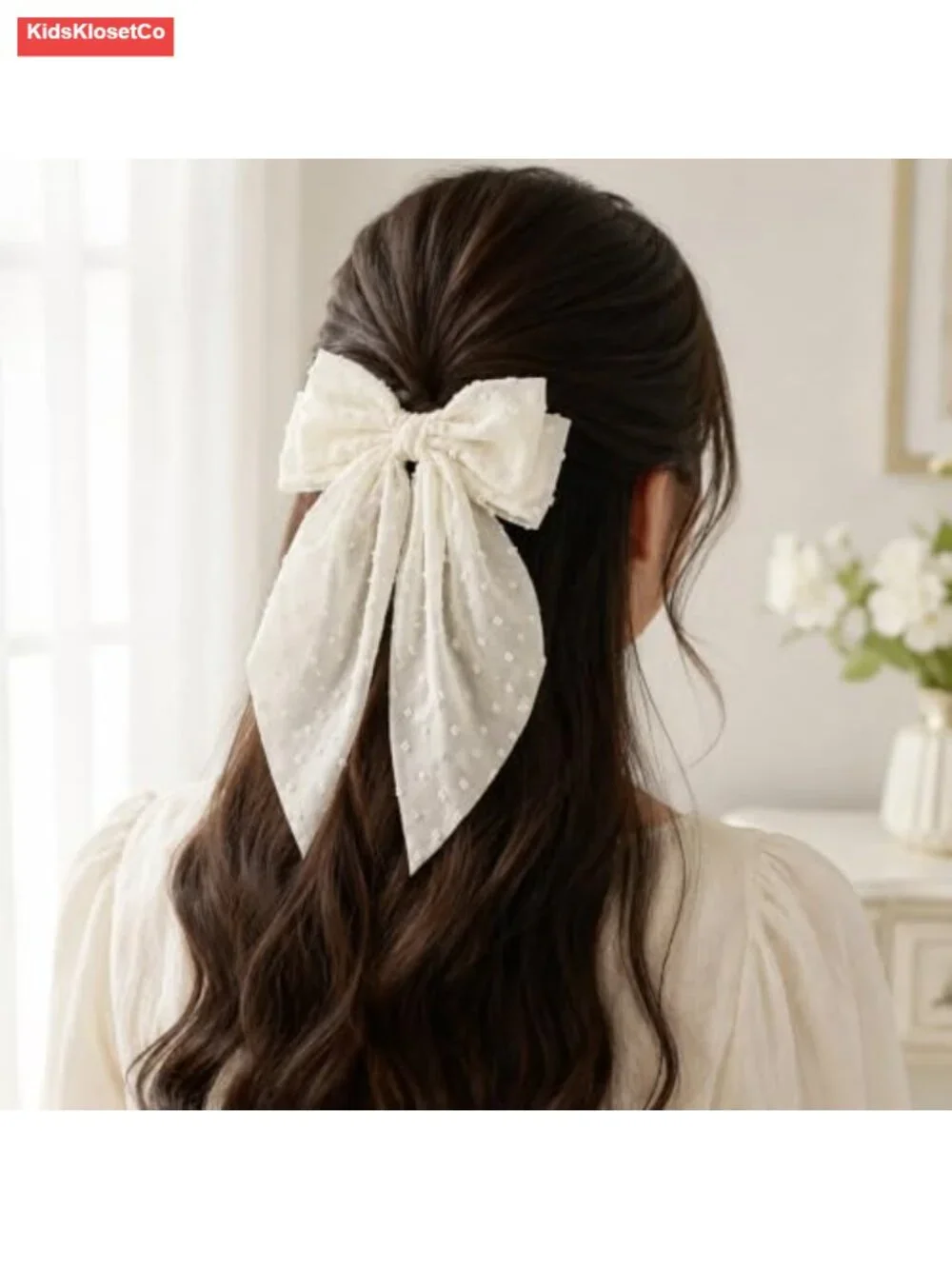 Oversized Chiffon Hair Bow Clips for Women, Large Long Tail Barrettes for